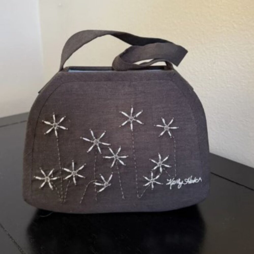 Purse Lamp By Kathy Hatch   - Black w/ Edelweiss Flowers, 15W Light, Adorable!